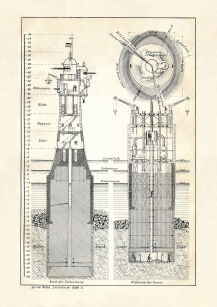 Plakat grafika TECHNIKA Marynistyka budowa latarni morskiej przekrój REPRINT