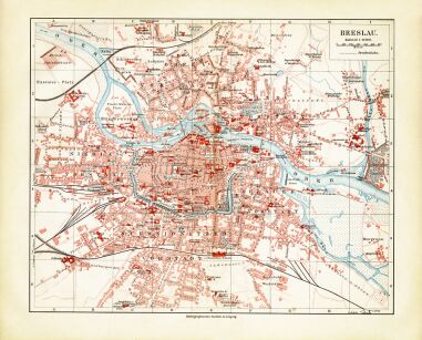 Plakat grafika Mapy Plan Miasta Wrocław Breslau REPRINT