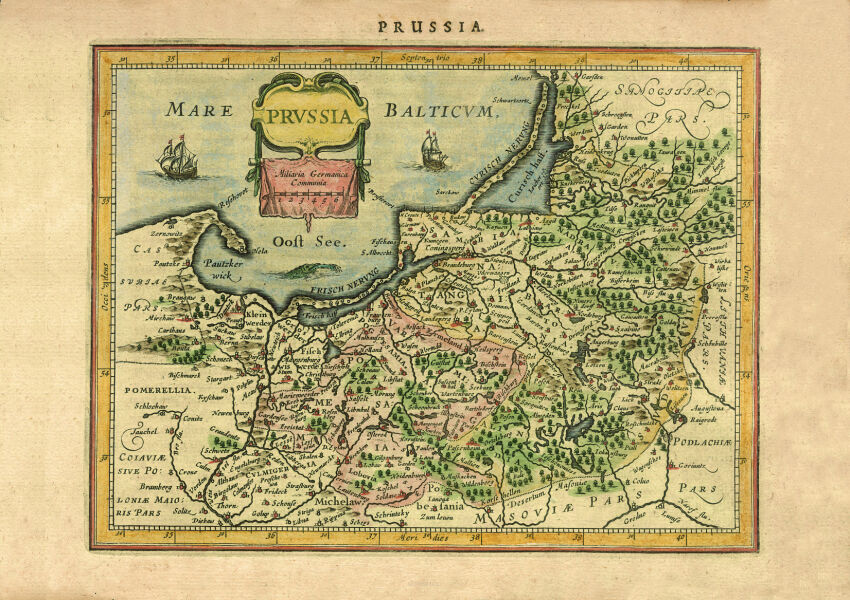 Plakat grafika MAPA MERCATOR 1630 Polska Prusy Pomorze Gdańsk REPRINT