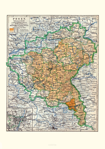 Plakat grafika MAPA Wielkopolska Poznań 1906 REPRINT