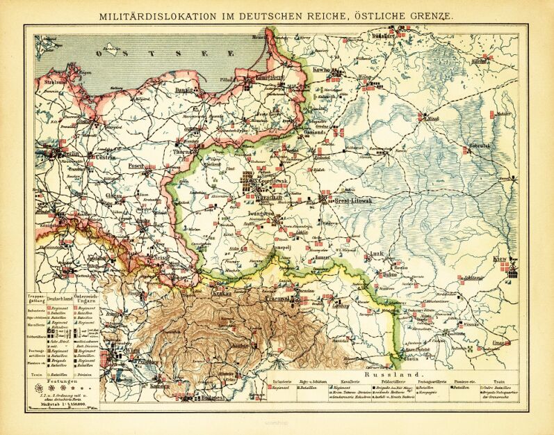 Plakat grafika MAPA Lokacje Wojsk Polska Warszawa Gdańsk REPRINT