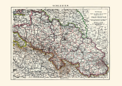 Plakat grafika MAPA Śląsk Schlesien 1906 REPRINT