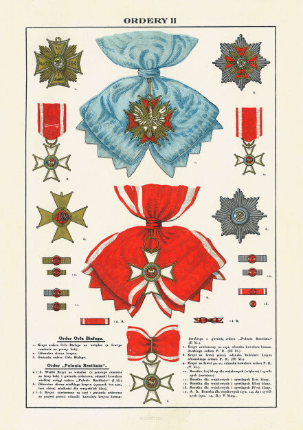 Plakat grafika Order Orła Białego Polonia Restituta REPRINT