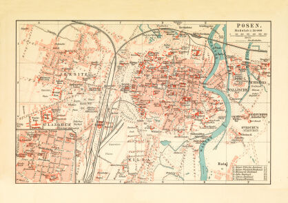 Plakat grafika MAPY Plan miasta Poznań z 1895 REPRINT